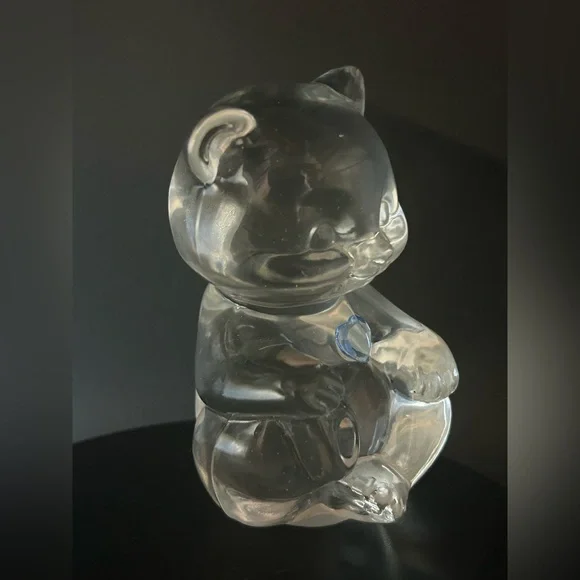 Vintage Fenton Art Glass Bear Figurine: Aquamarine Heart Birthstone - Picture 4 of 6